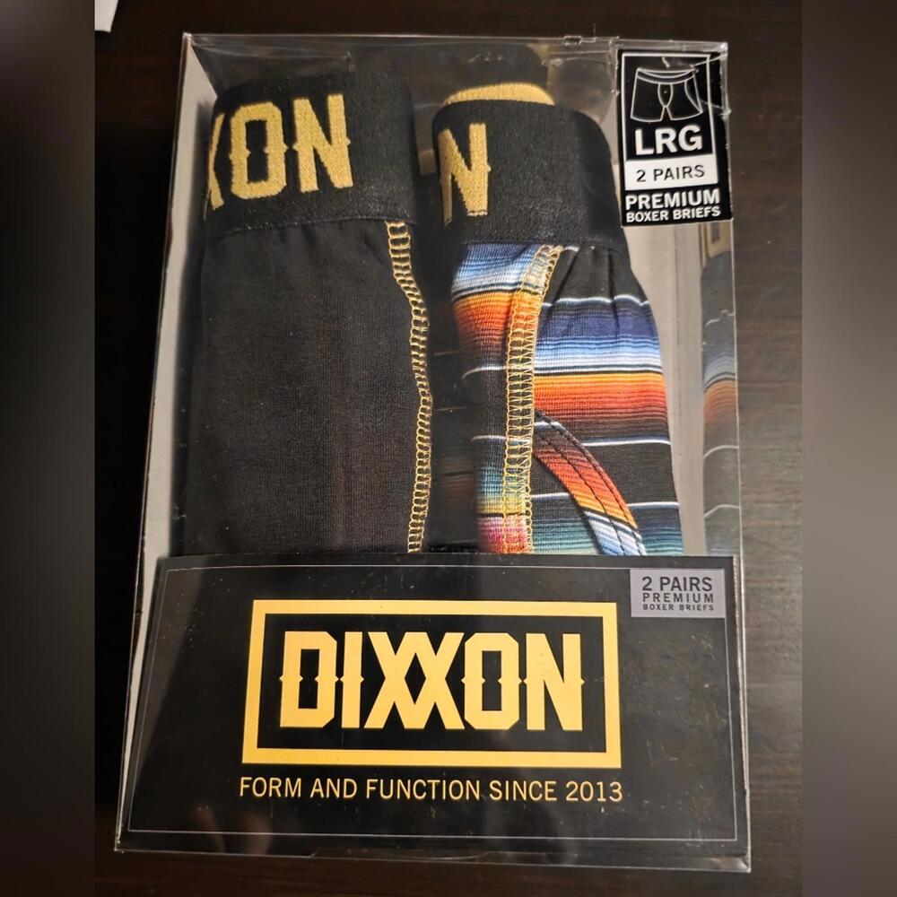 New! 2-pack DIXXON Black and Striped Boxer Briefs Large